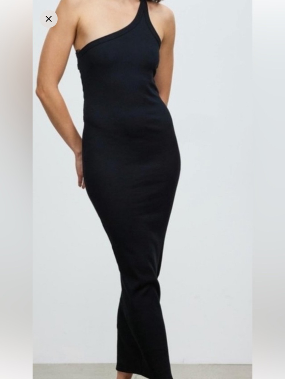 Elegant One-Shoulder Black Cutout Maxi Dress - Picture 2 of 3